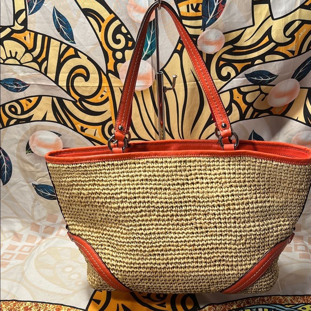 Coach Straw Pocket Tote (Style #22904) - Picture 4 of 13